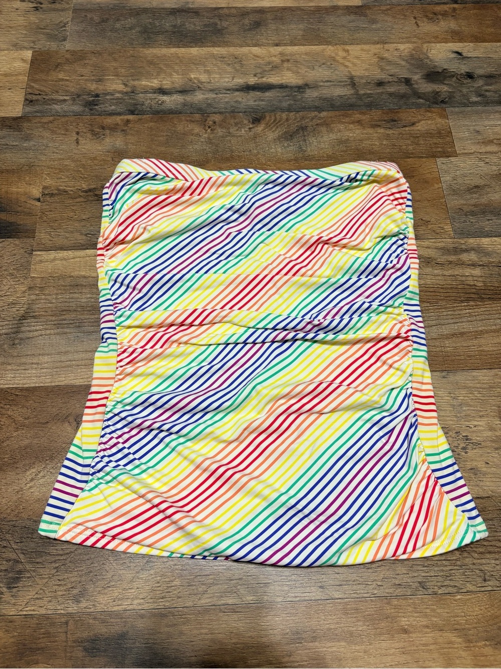 Lands’ End Rainbow Stripe Strapless Swim Dress Tankini Cover Up Size Approx M/L